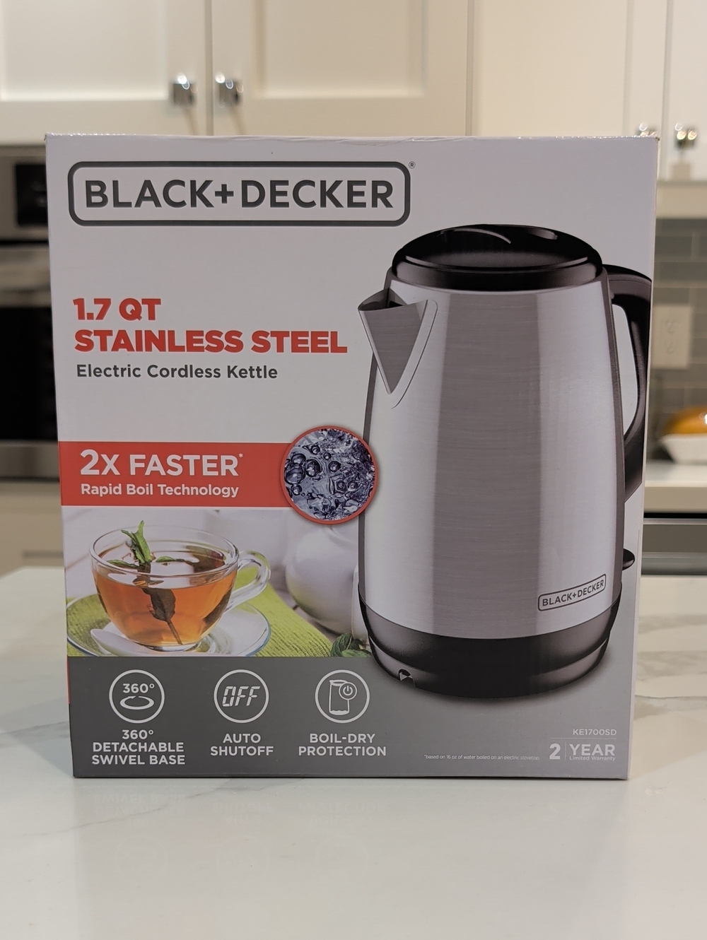 Black & Decker Stainless Steel Electric Cordless Kettle - Silver & Black